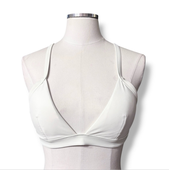 AERIE WHITE Crossed Straps Bikini Top Size Medium - Picture 2 of 7